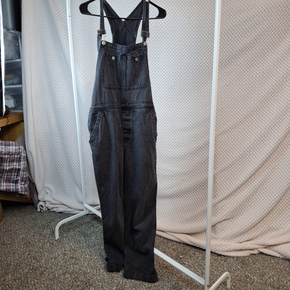 We The Free Washed Black Denim Overalls Jumpsuit